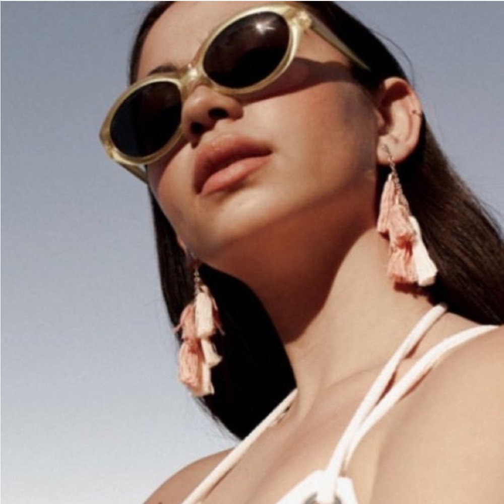 Ettika Day Dreamer Pink Tassel Dangle Earrings